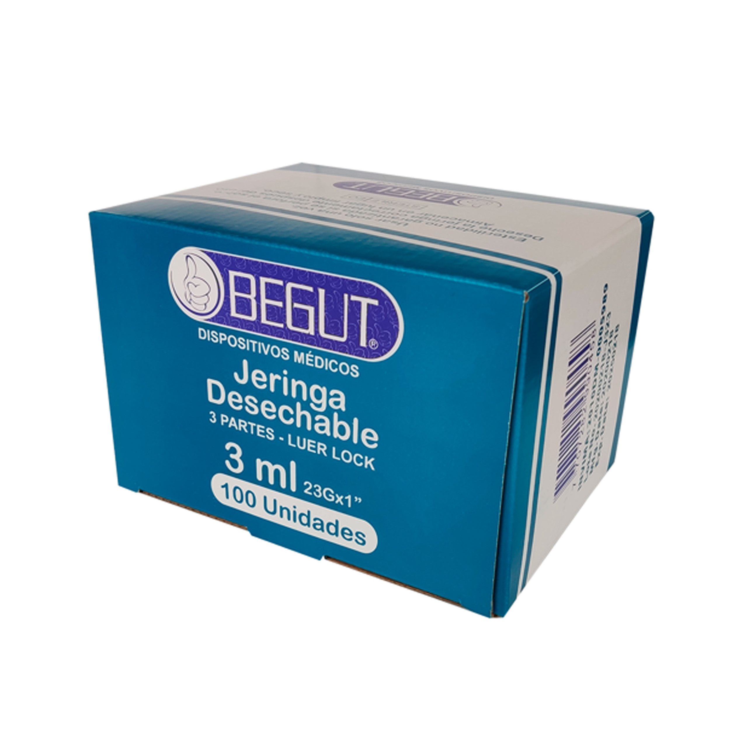 Jeringas desechables 3 partes luer lock (3 ml aguja por 23 G y 21 G)